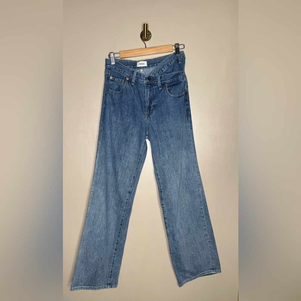 Pistola Crossover Waist‎ Straight Leg Jeans Size 25 High Rise Medium Wash Denim